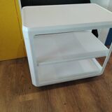 Vintage white bar cart by Alberto Rosselli for Kartell, 1970s Italy