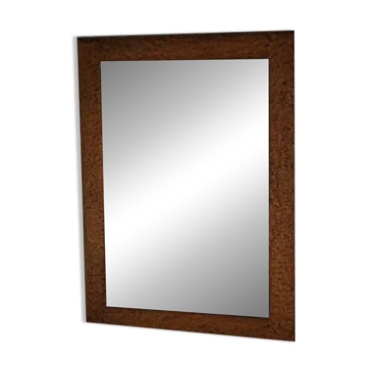 Brutalist mirror in gouged oak and beveled glass, 1960s