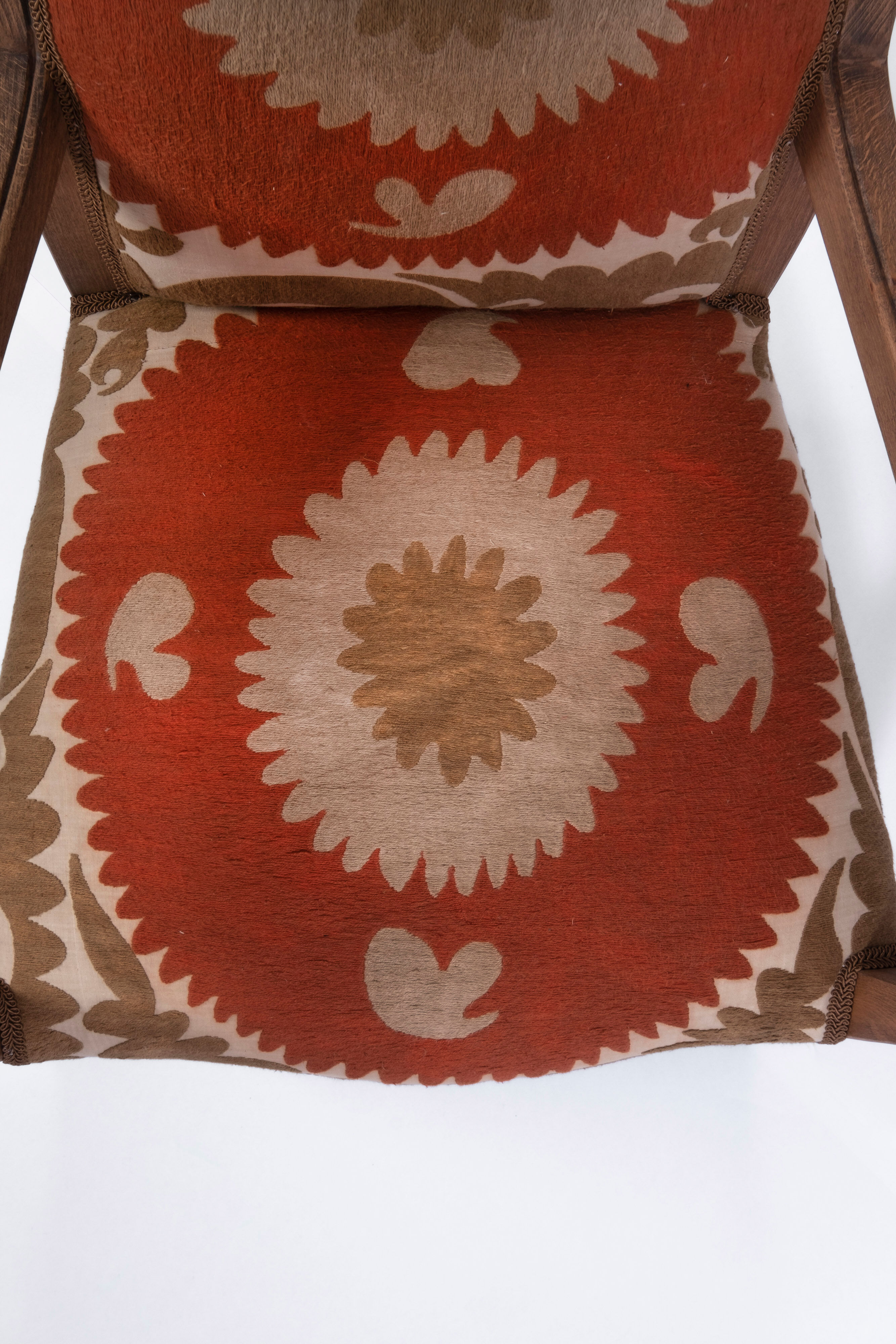 Boho Chic Suzani Embroidered Bergere Chair
