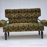 1930s, Danish 2-seater drop arm daybed/sofa, green furniture velour.