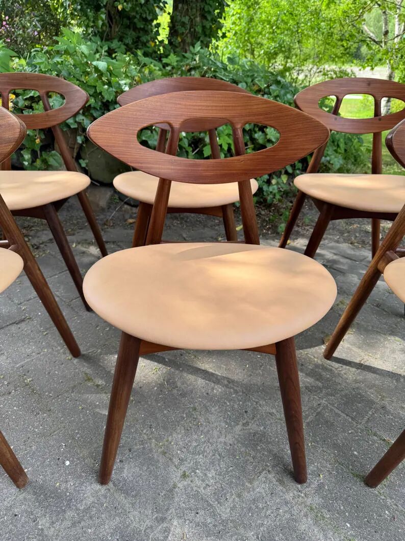Ensemble de 6 chaises en teck par Ejvind A. Johansson - Modèle 84, Danemark, 1961