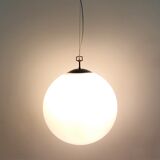 Opaline glass globe pendant lamp, 1960's
