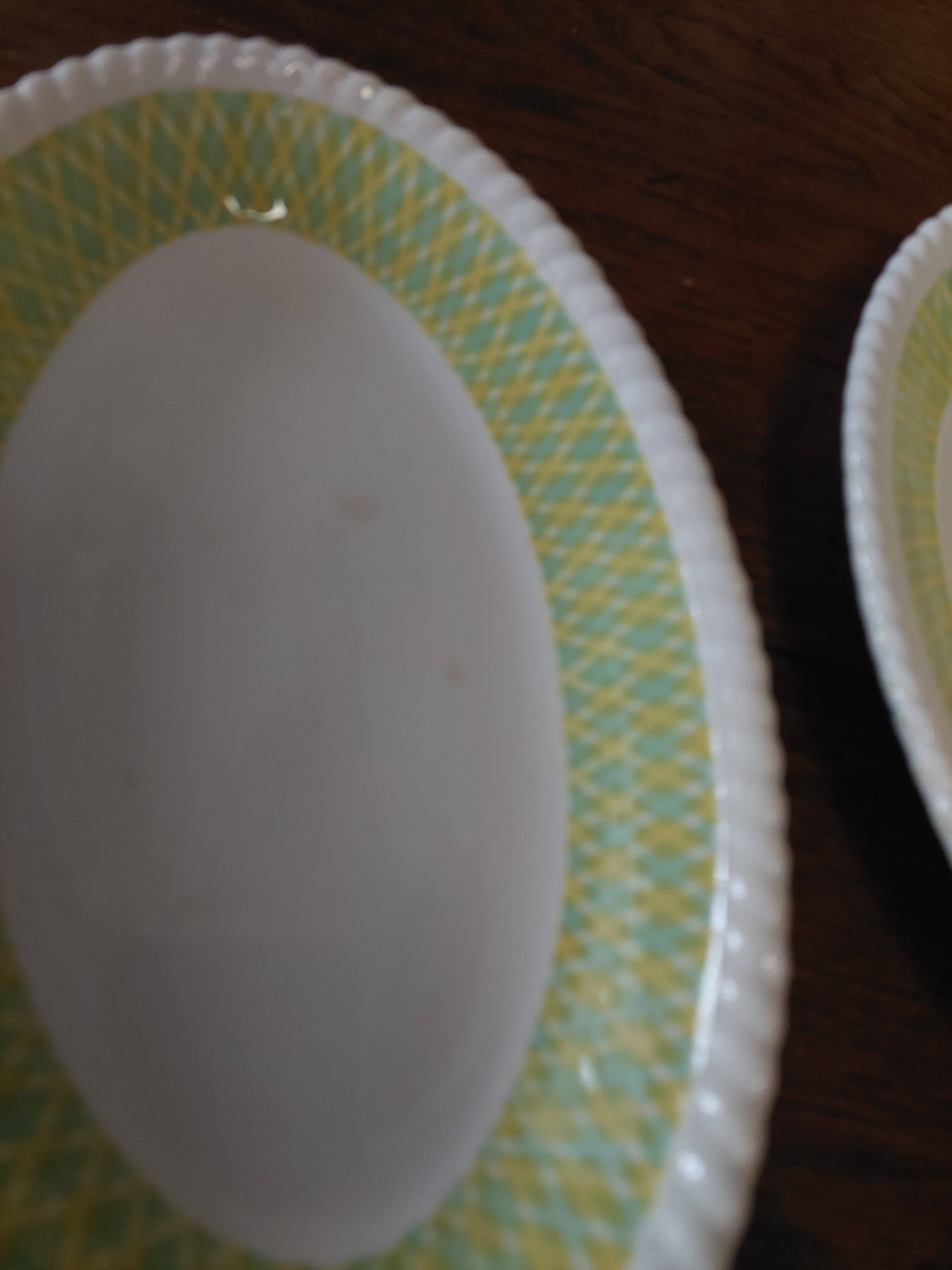 Pair of Badonviller iron earthenware dishes, Amina model