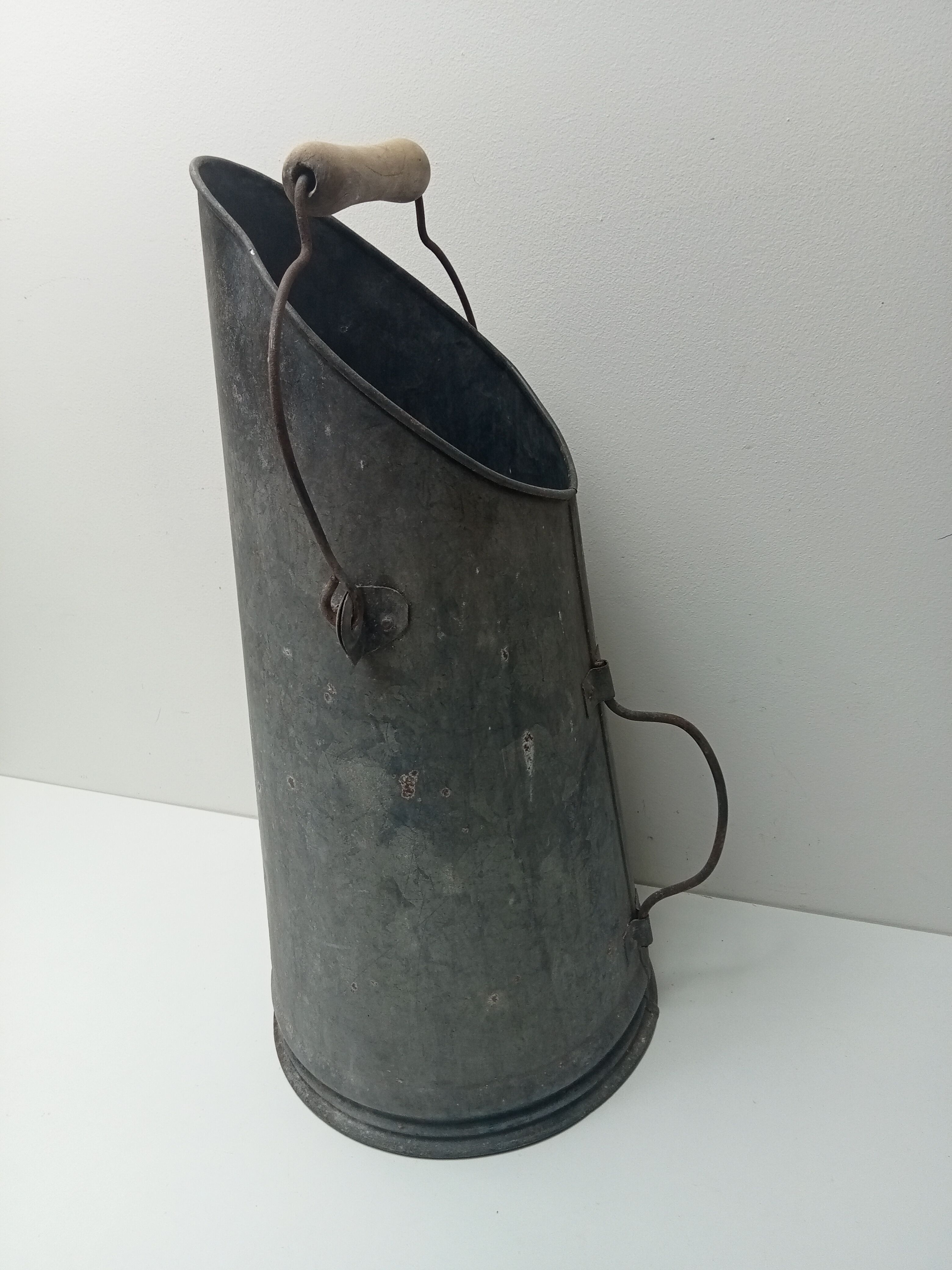 Antique zinc coal bucket