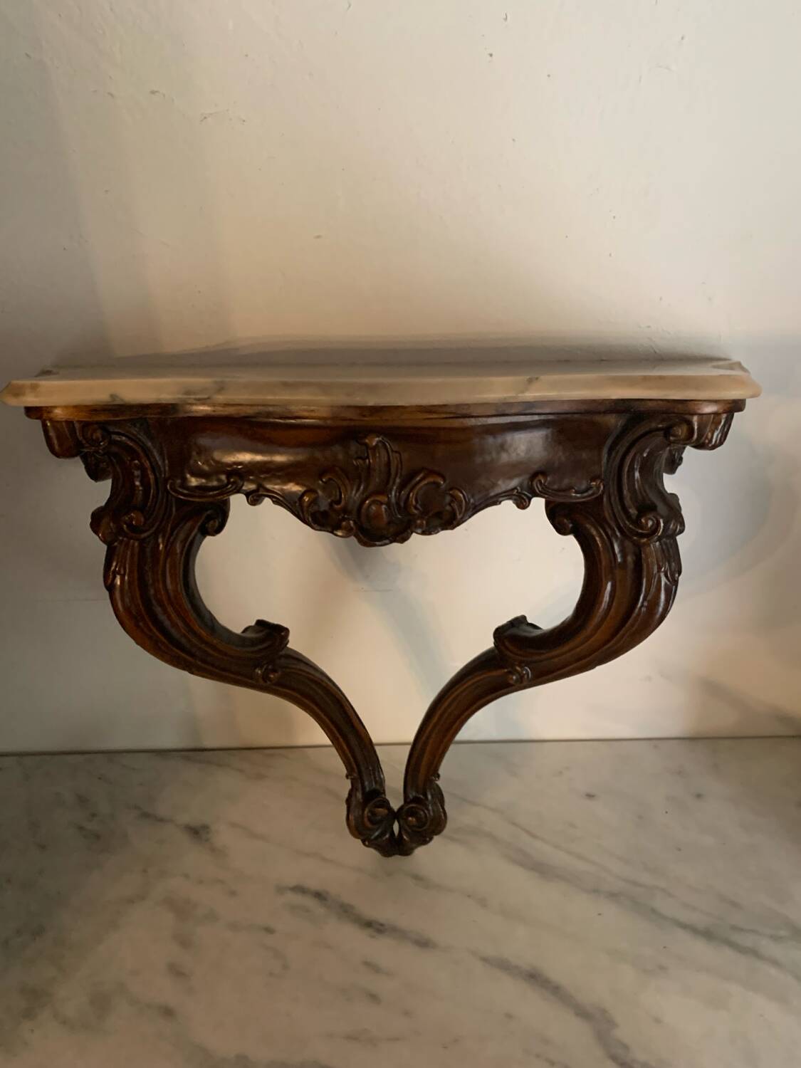 Wood and marble wall console