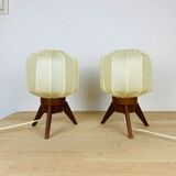 Pair of Scandinavian tripod lamps in teak 60s UFO