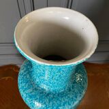 Vase en céramique Asiatides fond bleu 1960
