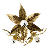 Large Floral Hollywood Regency Flush Lamp by Willy Daro for Massive