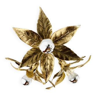 Grand plafonnier floral de style Hollywood Regency par Willy Daro pour Massive