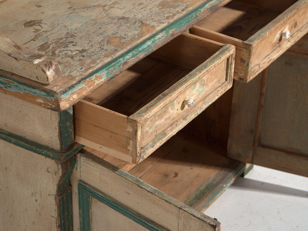Pine kitchen buffet with two doors and shelves – Central Europe, around 1910