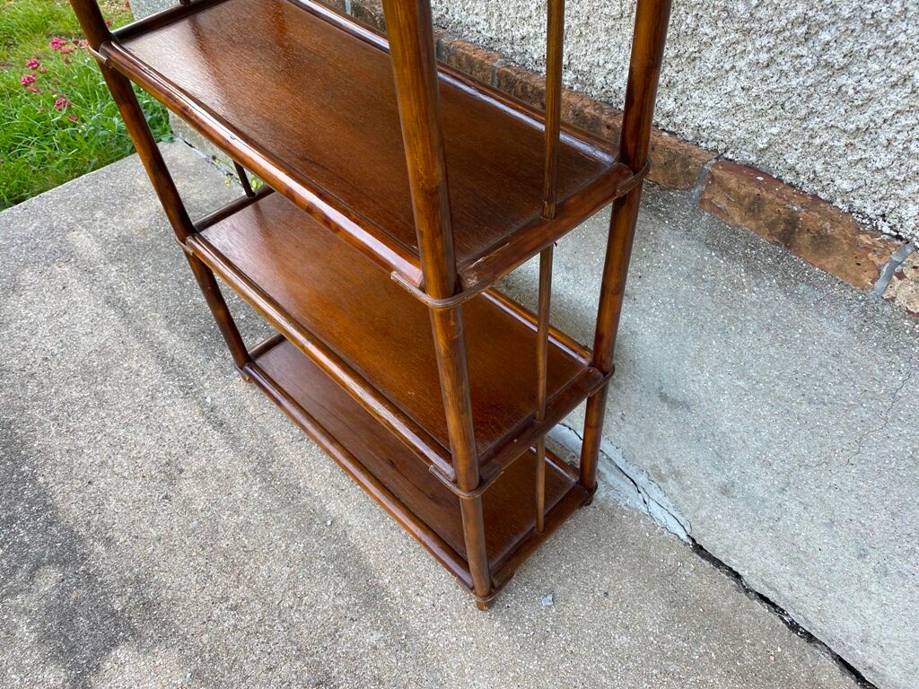 Vintage rattan bookcase shelf 70s