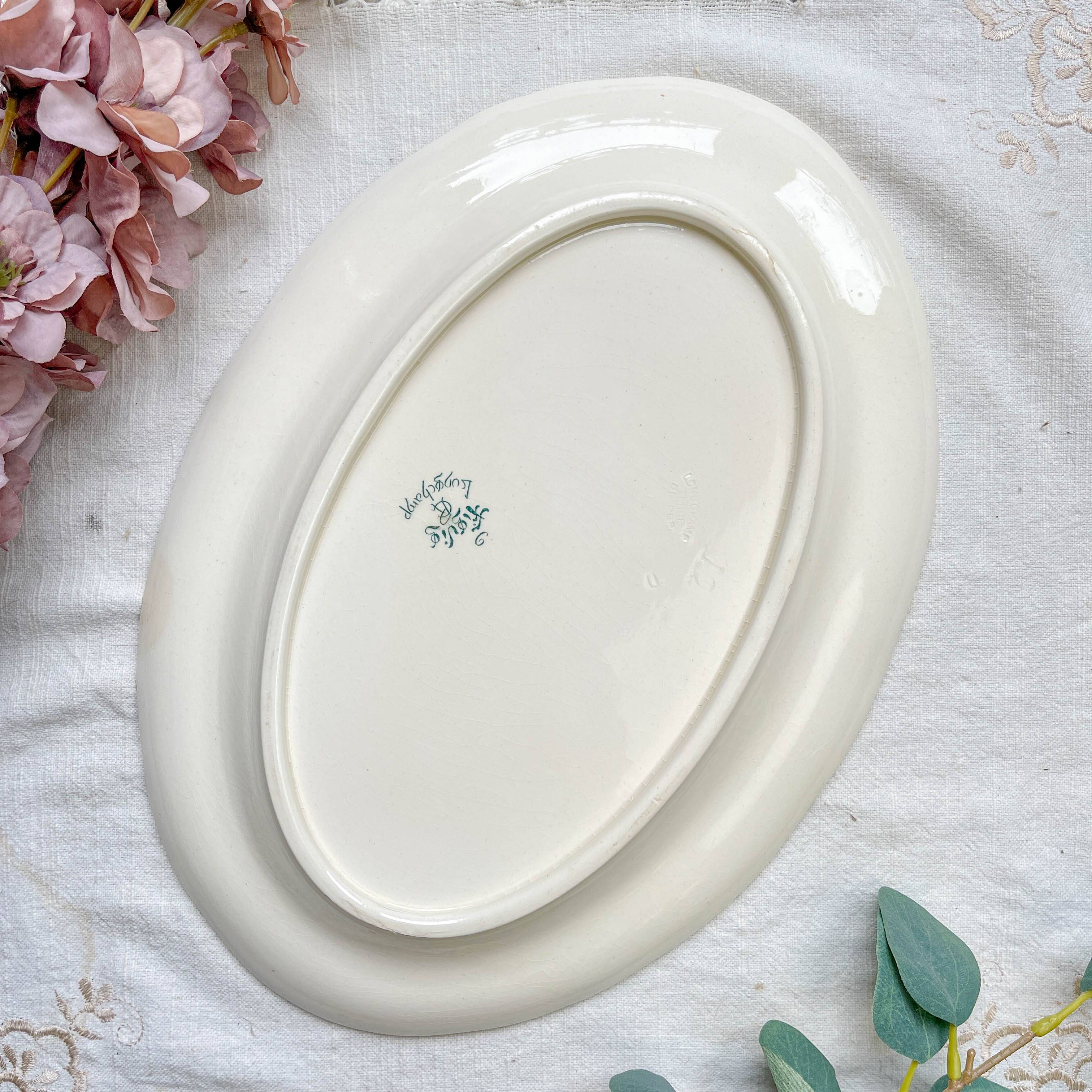 Antique oval dish from Terre de Fer "Figuig" – Longchamp 19th century