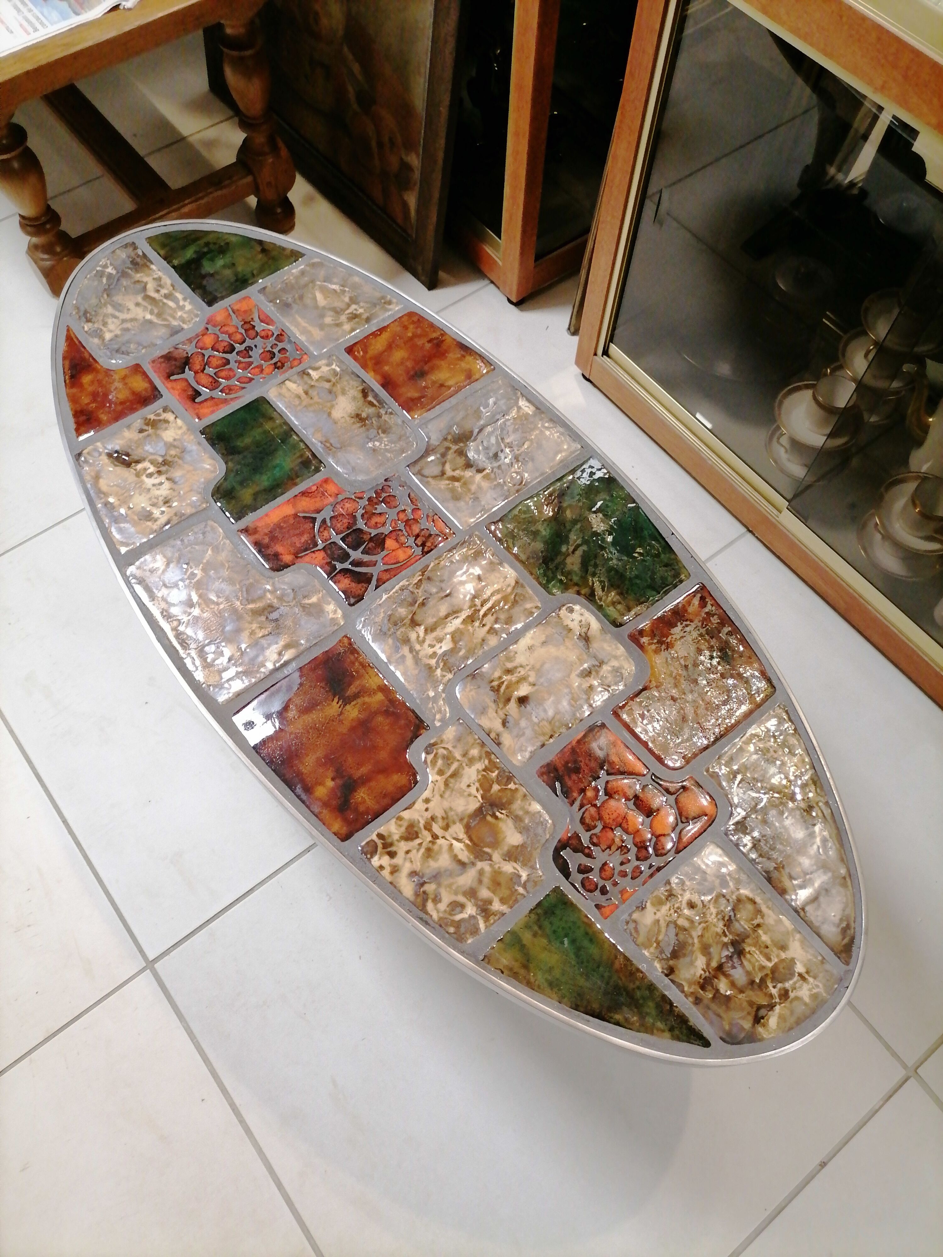 Vintage ceramic steel coffee table