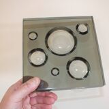 Empty pocket tile in smoked glass 1970 Scandinavian style