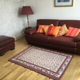 Full-flower buffalo leather sofa and pouf