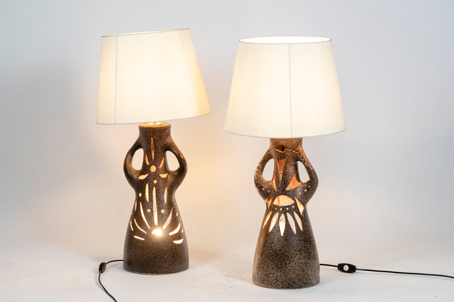 Pair of terracotta lamps, Bastian Le Pemp, 1970s