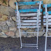 Garden chairs in wood and wrought iron