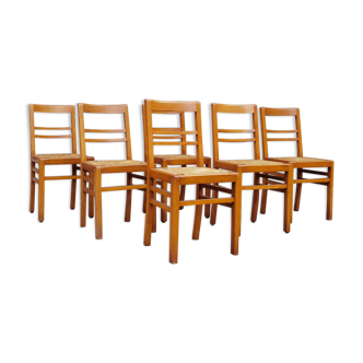 Lot de 6 chaises reconstruction Pierre Cruege