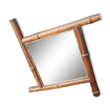 Antique Beveled Mirror with Faux Bamboo Frame