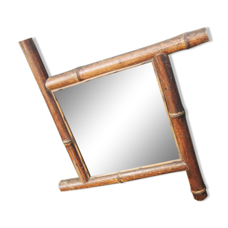 Antique Beveled Mirror with Faux Bamboo Frame