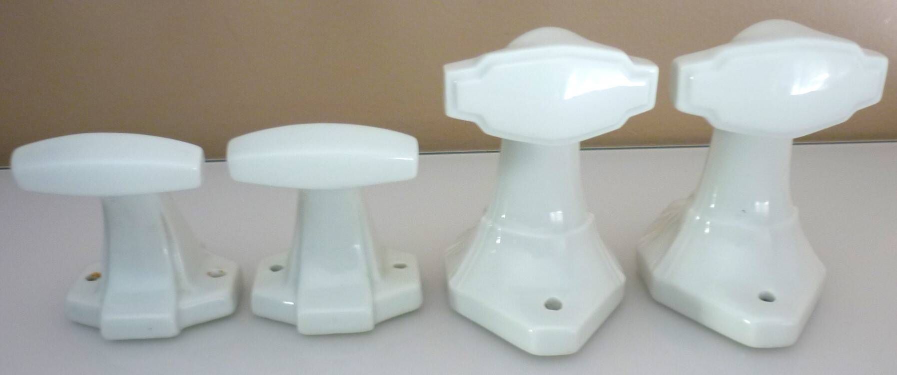 Set of 4 coat hooks, antique porcelain coat rack, art deco circa 1920