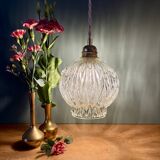 Vintage globe pendant light in molded glass