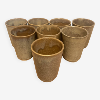 Set of 8 Digoin stoneware cups
