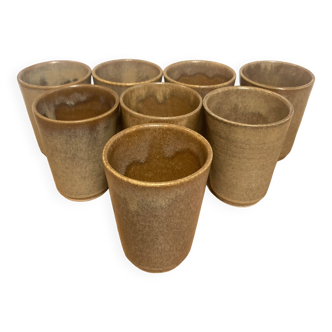 Set of 8 Digoin stoneware cups