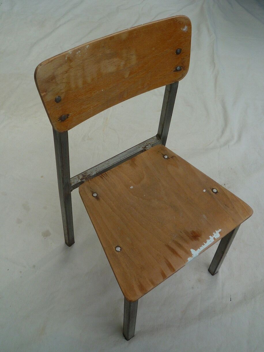 Petite chaise enfant bois et métal vintage 70s