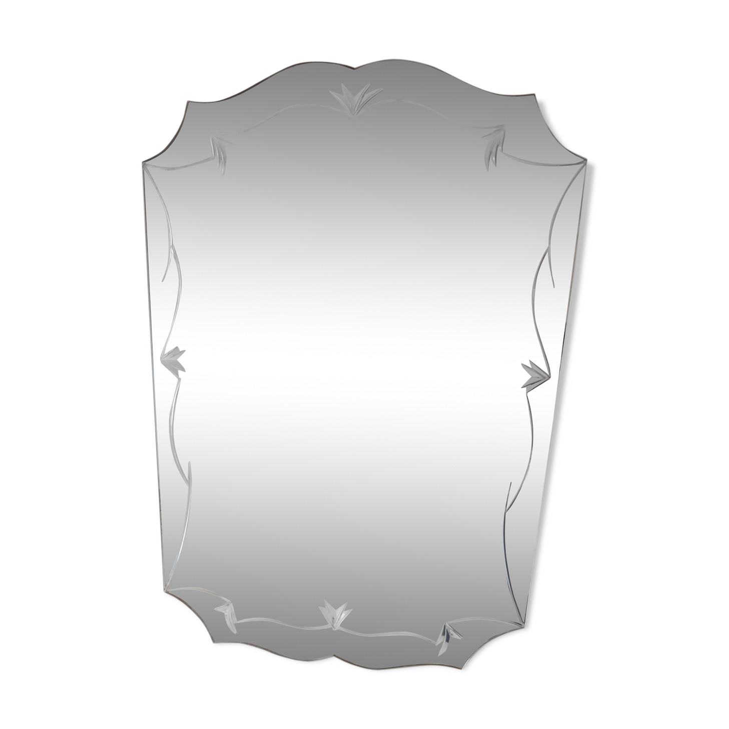 Bevelled, chiseled, antique, art deco wall mirror
