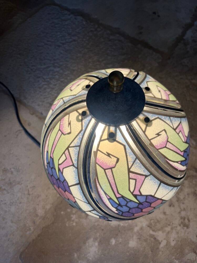 Vintage metal and glass lamp