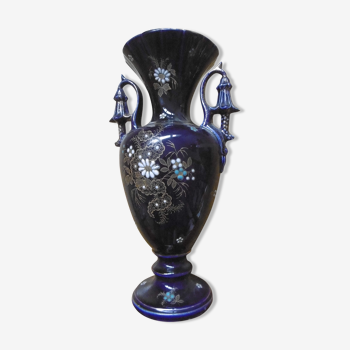 Blue vase with handles