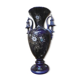 Blue vase with handles