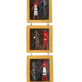 Vintage mid-century three-panel enamel figurative wall art