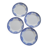 4 assiettes Boch Frères La Louvière – modèle Elvire – décor floral ble