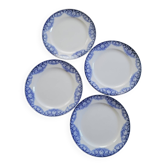 4 assiettes Boch Frères La Louvière – modèle Elvire – décor floral ble