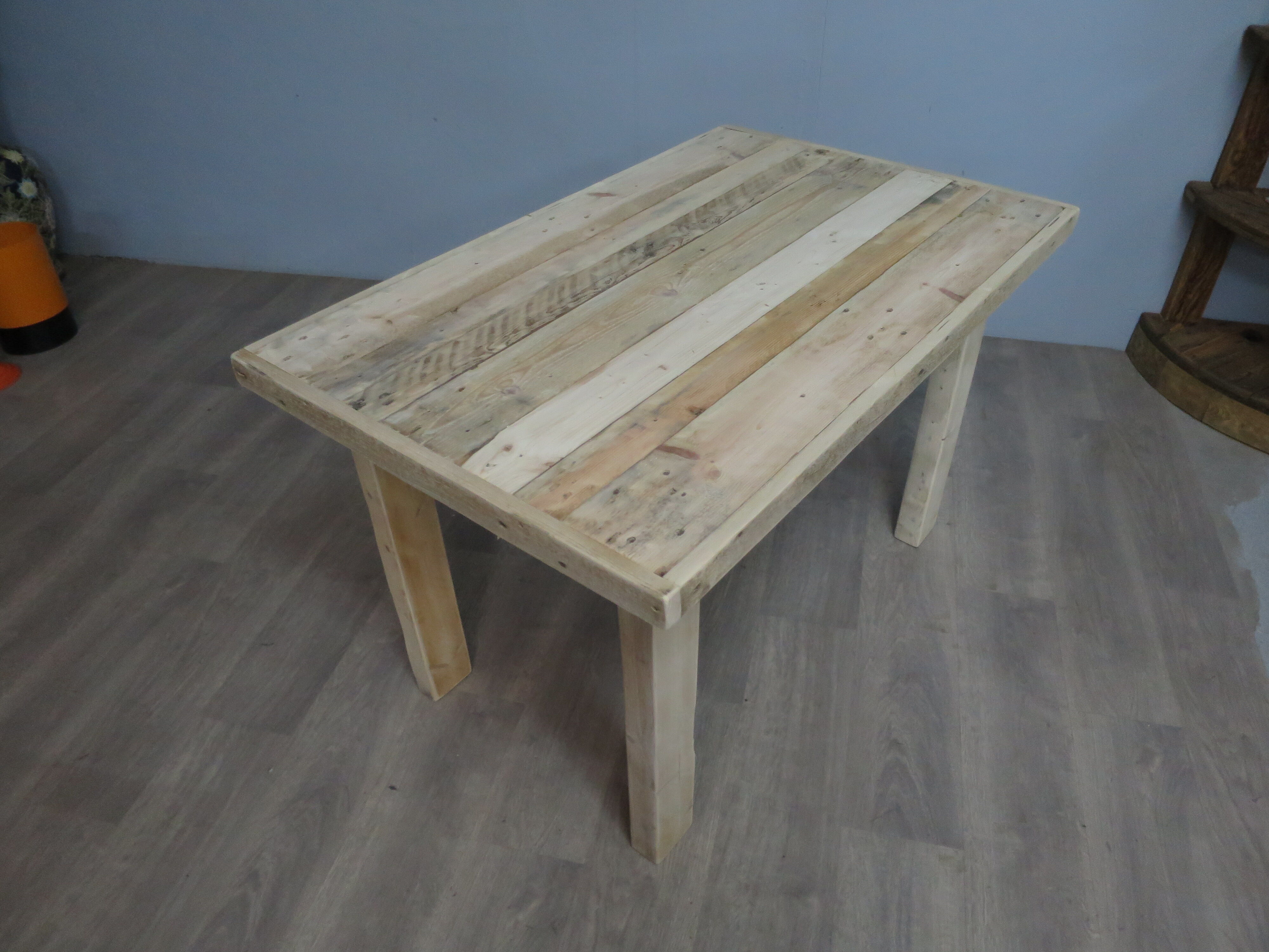 Raw farmhouse table in solid wood