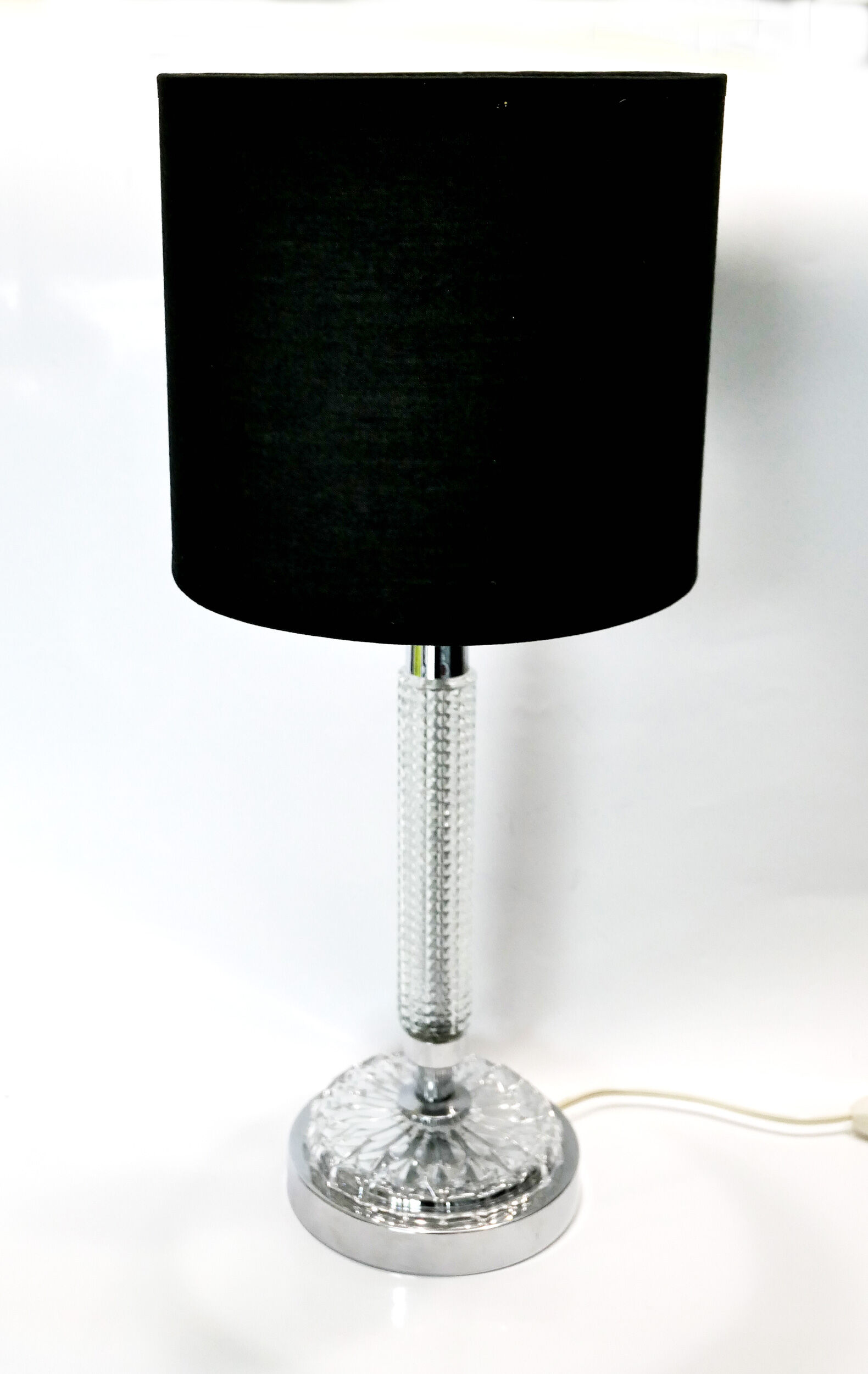 Table lamp glass er metal chrome 1970's