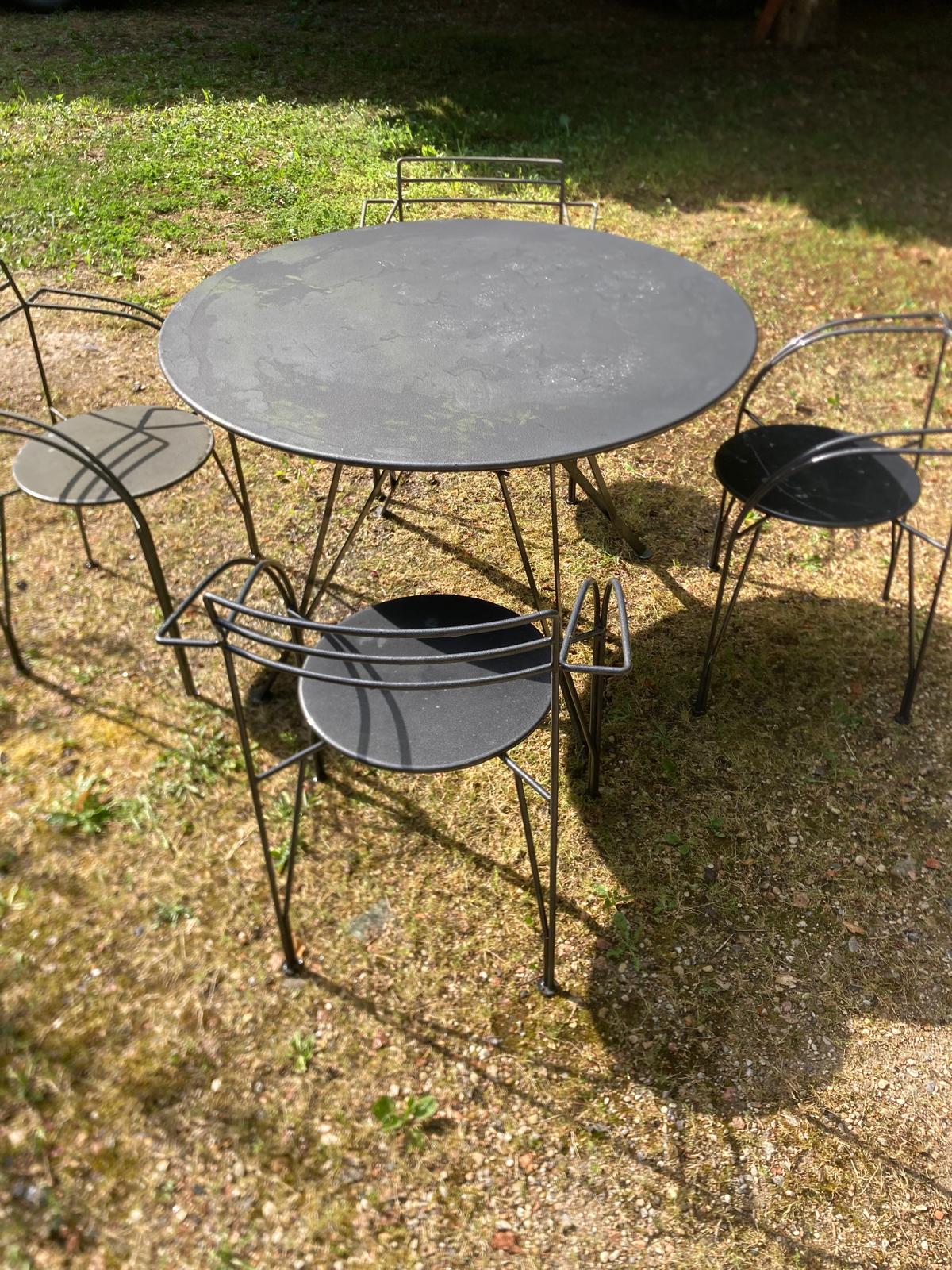 Silver moon table and chairs set fermob designer mourgue