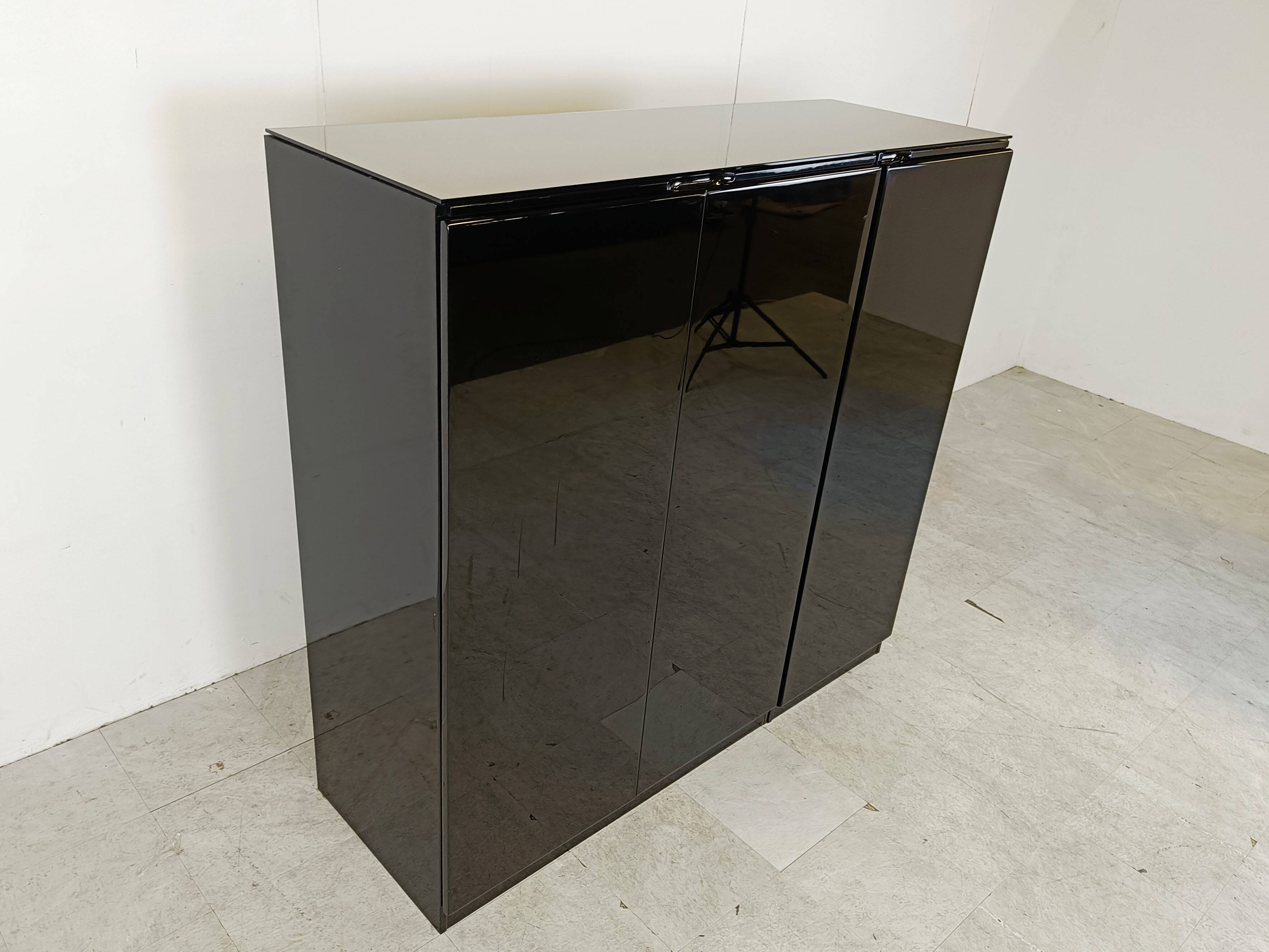 Black lacquered bar cabinet, 1970s