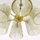 J.T. Kalmar Lustre in Brass, with Textured Glass Shade in Cone Shape, Austria, 1950