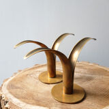 Pair of candlesticks LILY Ystad Metall Sweden brass Ivar Alenius Björk