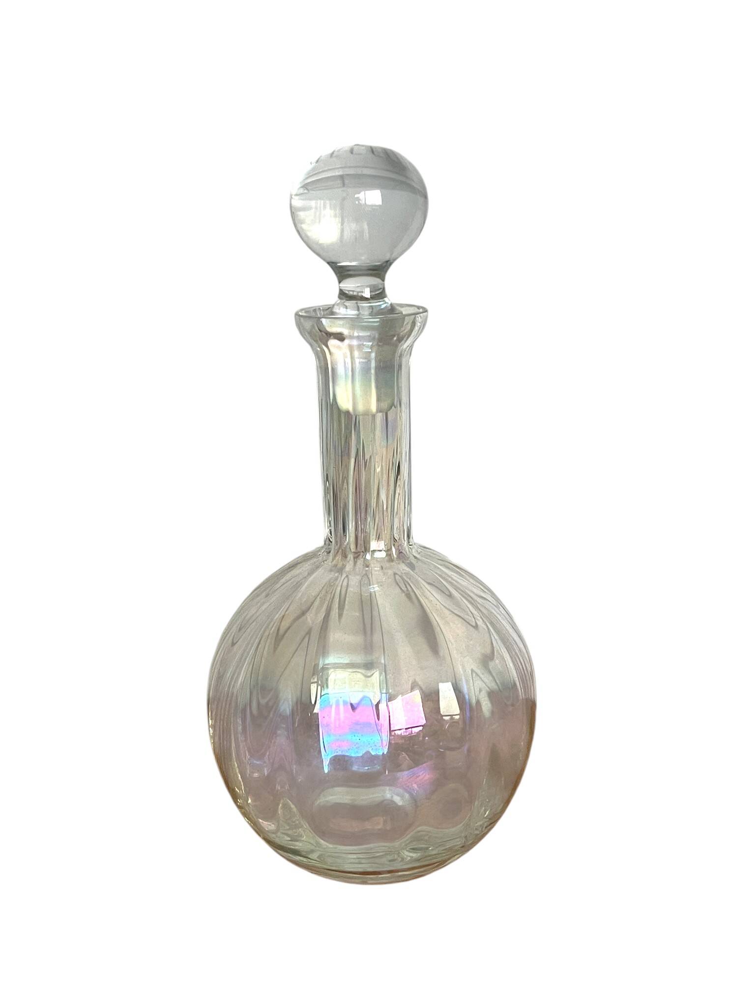 Round iridescent glass carafe, 20th century