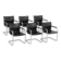 Set of 6 Matteo Grassi armchairs in black leather, Italy, 1980s.