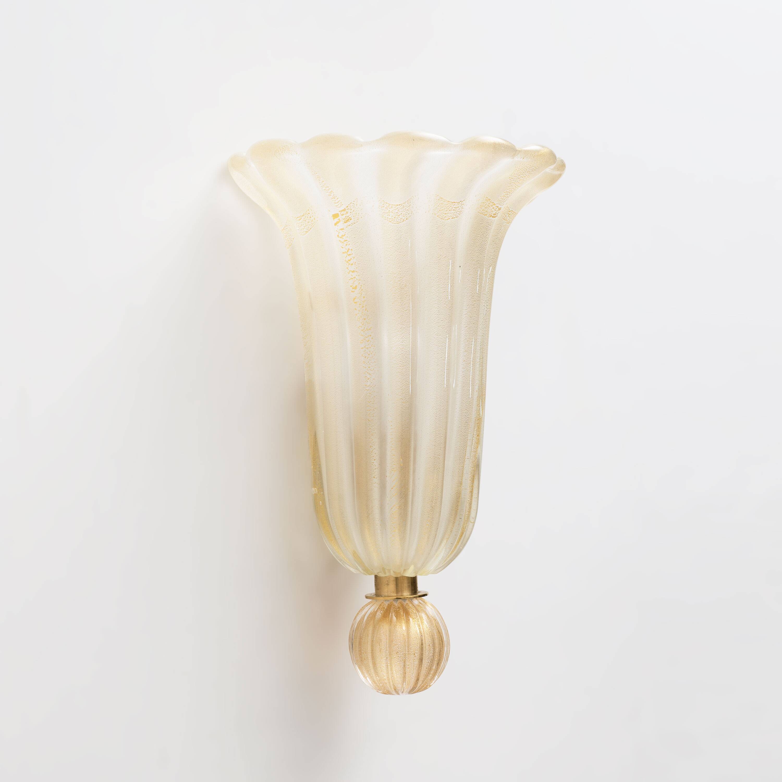 Pair of Murano Glass Wall Sconces with Gold Dust Inclusions