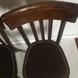 Baumann wood and leather chairs