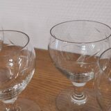 Set of 7 finely engraved vintage wine glasses