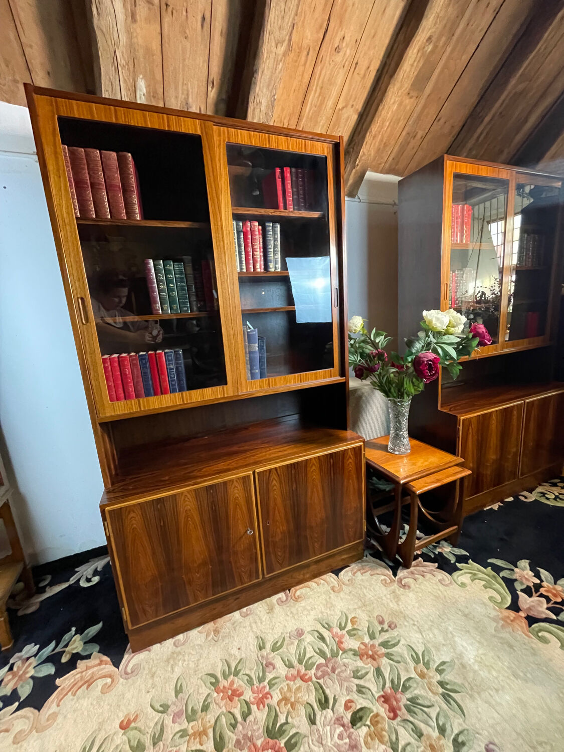 Mid century retro vintage wall unit bookcase danish design by poul hundevad rosewood 1950-1960