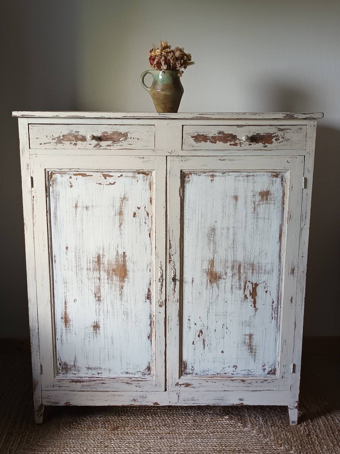 Haut buffet Parisien ancien patiné