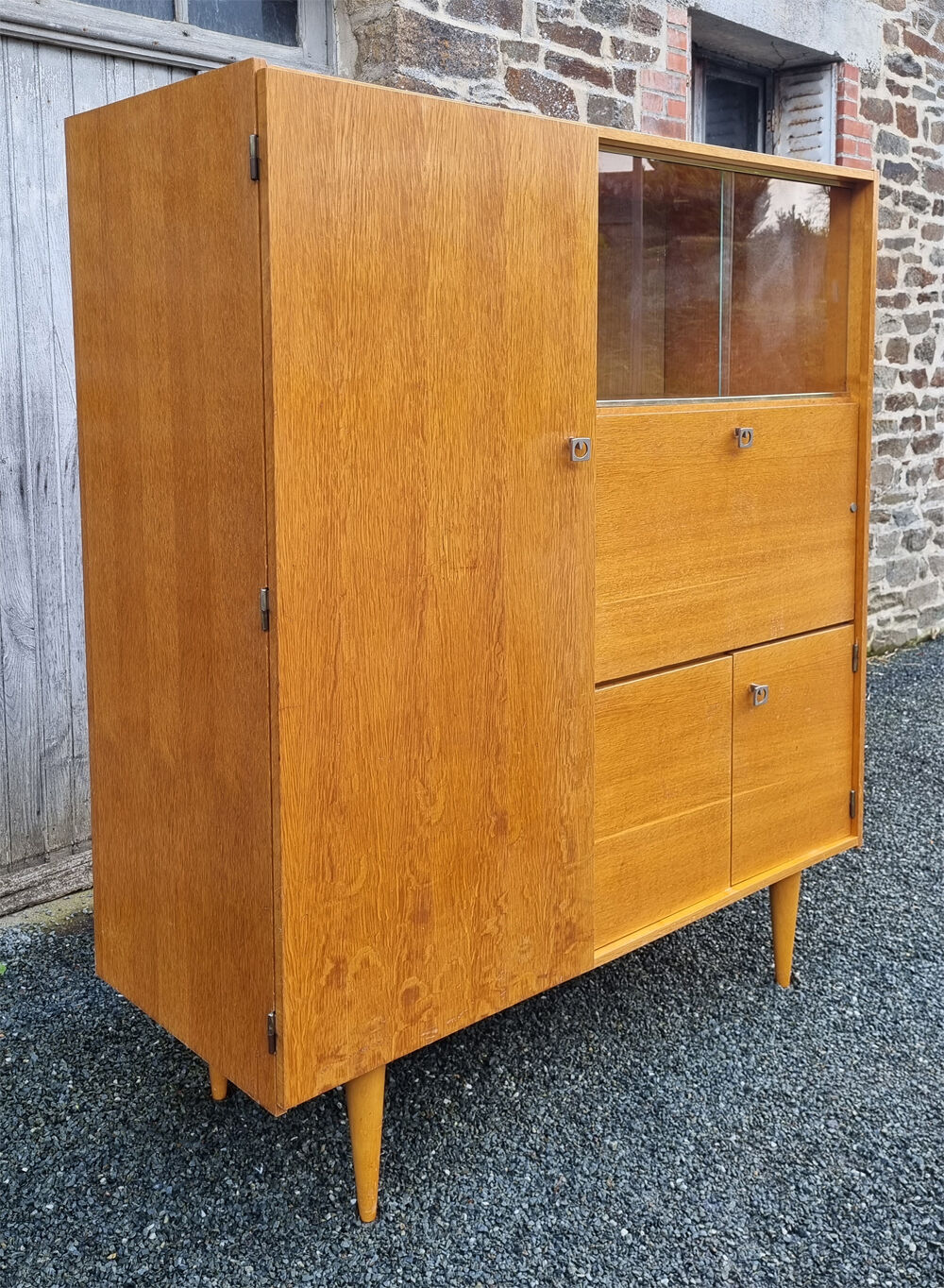 Secretary wardrobe, bookcase, closet, wardrobe, 60s, vintage